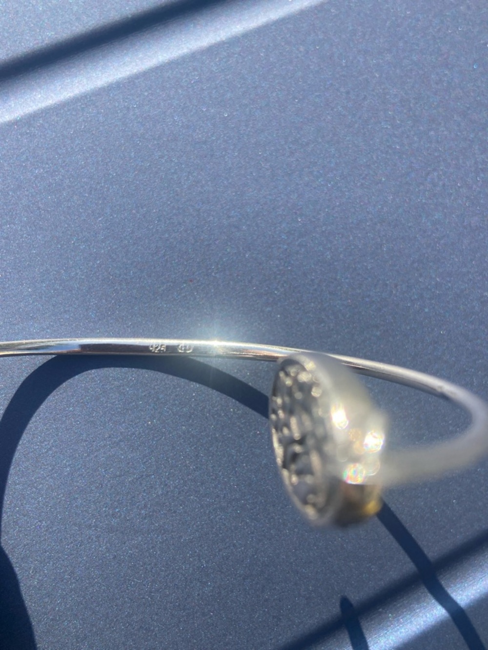 Sterling Silver Filigree Oval Bangle Bracelet - Silver - Picture 15 of 17